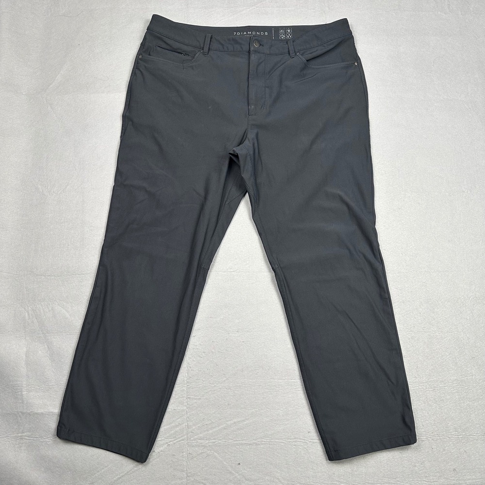 7 Diamonds Infinity Slim Fit Pants Charcoal Gray Mens 36x28 Performance Trousers